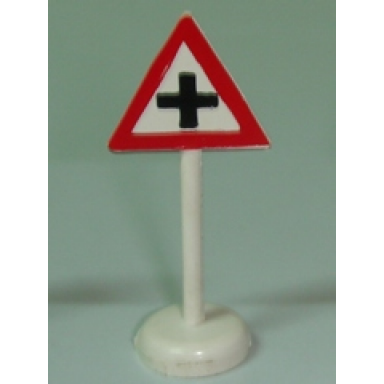 white road sign with post triangle with pattern - single piece unit