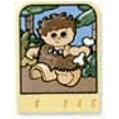 story builder meet the dinosaurs card with caveman boy pattern
