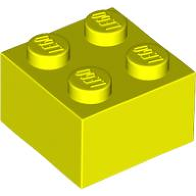 neon yellow brick 2 x 2