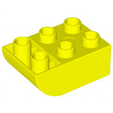 neon yellow duplo brick 2 x 3 slope curved inverted