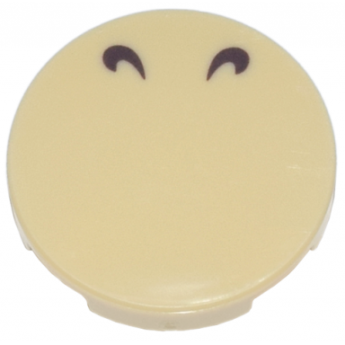 tan tile round 2 x 2 with bottom stud holder with 2 dark brown curved lines pattern super mario nostrils