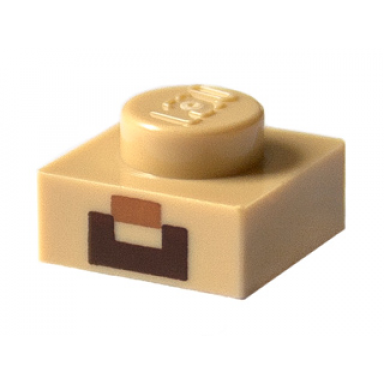 plate 1 x 1 with nougat rectangle and reddish brown geometric shape pattern minecraft steve nose and mouth
