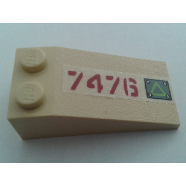 tan slope 18 4 x 2 with lime triangle on metal plate and dark red 7476 pattern sticker - set 7297