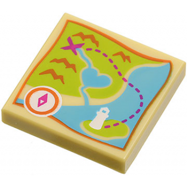tan tile 2 x 2 with map heartlake city bay pattern