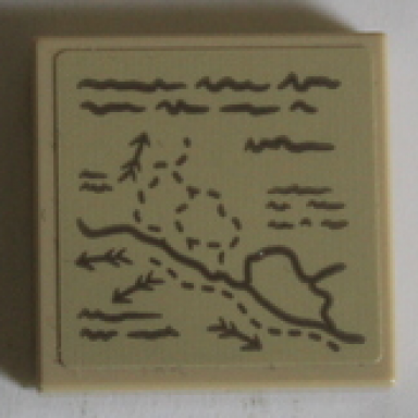 tan tile 2 x 2 with dark tan map with arrows and text pattern sticker - set 10316