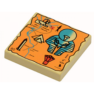 tan tile 2 x 2 with map orange and hieroglyphs 80 pattern