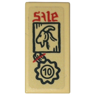 tan tile 1 x 2 with red for sale poster and black goat pattern sticker - set 10332