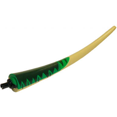 tan dinosaur tail baryonyx with pin and dark green stripes on green background pattern