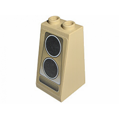 tan slope 75 2 x 2 x 3 - hollow studs with 2 black circles on faded trapezoid ferrari console speakers pattern sticker - set 8671