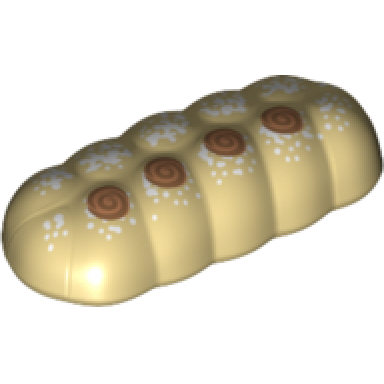 tan bread loaf knotted with white speckles and nougat and medium nougat spirals pattern