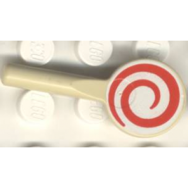 tan minifigure utensil signal paddle with red and white spiral pattern