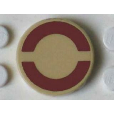 tan tile round 2 x 2 with dark red sw large semicircles on transparent background pattern sticker - set 7964