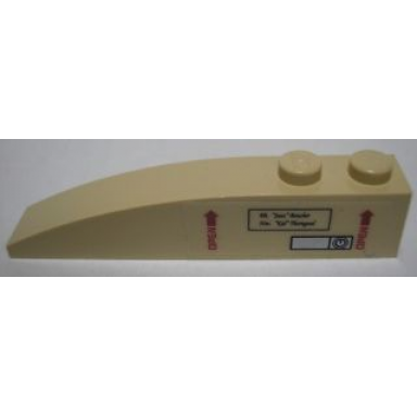 tan slope curved 6 x 1 with open and arrows pattern left sticker - sets 7298 7477