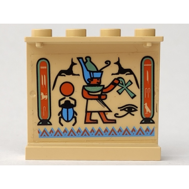 tan panel 1 x 4 x 3 with hieroglyphs and scarab pattern model right side sticker - set 5938