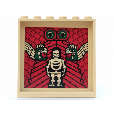 tan panel 1 x 6 x 5 with skeleton and aztec snakes pattern on inside sticker - set 7627