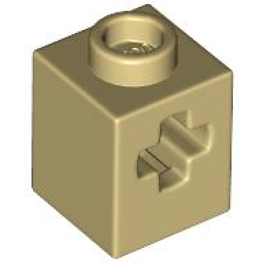 tan technic brick 1 x 1 with axle hole