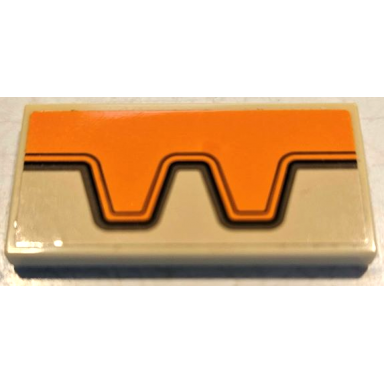 tan tile 2 x 4 with orange teeth black and dark orange bent lines and dark tan outline pattern sticker - set 75974