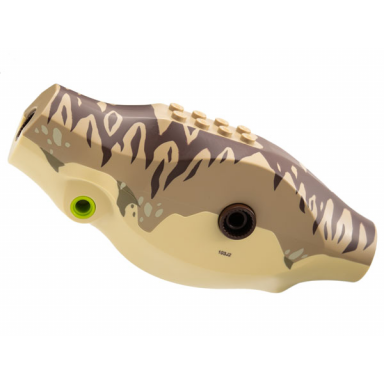 tan dinosaur body tyrannosaurus rex with dark tan top with dark brown stripes pattern