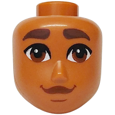 sienna mini doll head friends male large with dark brown thick eyebrows reddish brown eyes lips and chin dimple pattern