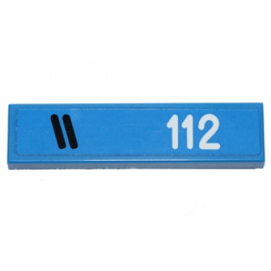 blue tile 1 x 4 with two black diagonal stripes and 112 pattern model left side sticker - set 40192