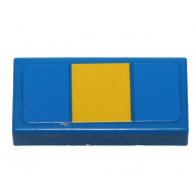 blue tile 1 x 2 with yellow stripe pattern sticker - set 40192