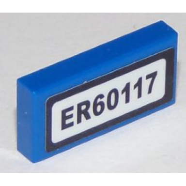 blue tile 1 x 2 with black er60117 pattern sticker - set 60117