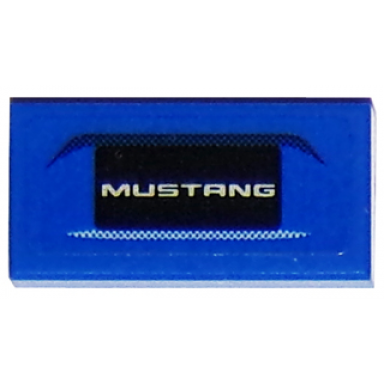 blue tile 1 x 2 with ford mustang rear bumper pattern sticker - set 75871