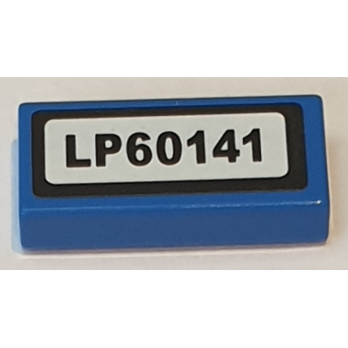 blue tile 1 x 2 with lp60141 pattern sticker - set 60141