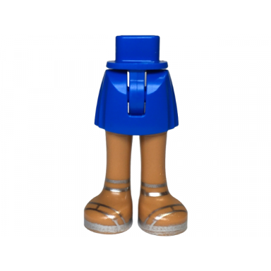blue mini doll hips and skirt with molded medium nougat legs and printed silver sandals pattern - thin hinge
