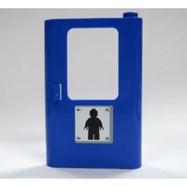blue door 1 x 4 x 5 train right thin support at bottom with minifigure silhouette pattern sticker - set 7905