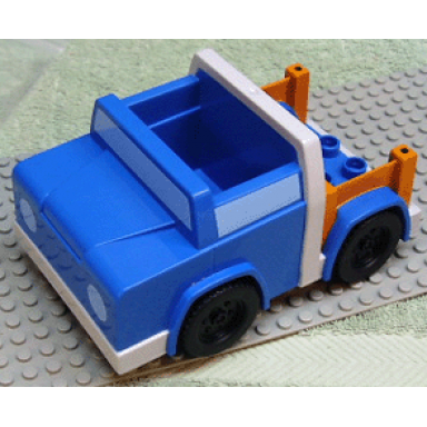 blue duplo truck pickup with white bumpers and earth orange bed sides 7331