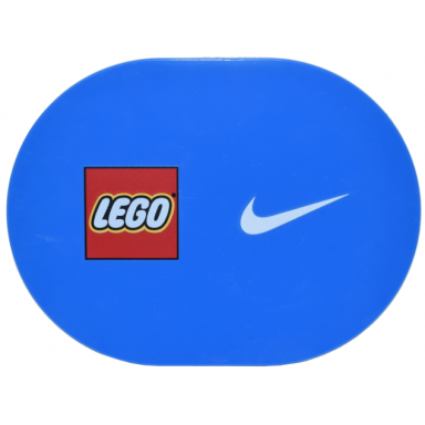 blue tile round 6 x 8 oval with lego and nike swoosh logo pattern