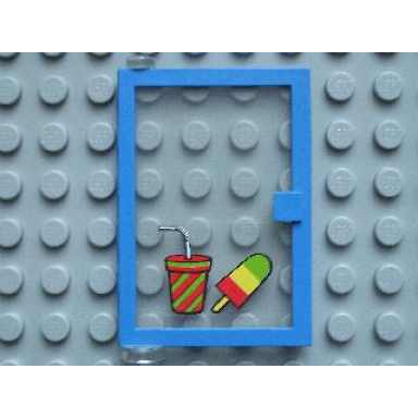 blue door 1 x 4 x 5 left with trans-clear glass and drink and ice pop freezer lollipop lolly pole popsicle stick pattern sticker - set 6683