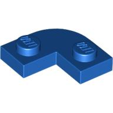 blue plate round corner 2 x 2 with 1 x 1 cutout