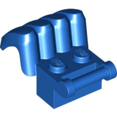 blue brick modified 1 x 2 with bar handle and 4 legs claws on opposite sides