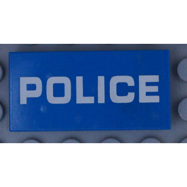 blue tile 2 x 4 with white police pattern on transparent background sticker - set 60174