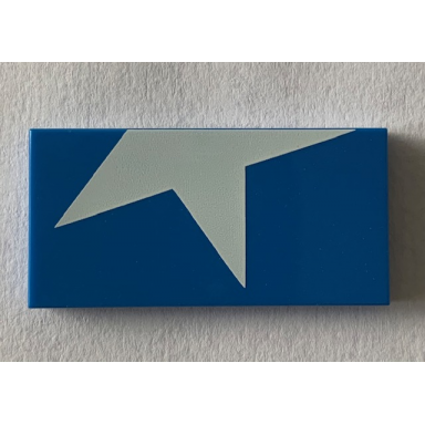 blue tile 2 x 4 with half white star pattern model left side
