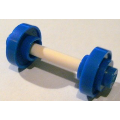blue minifigure utensil barbell weights with white bar