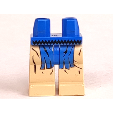 blue hips and tan legs with western indians black belt and blue fringe pattern