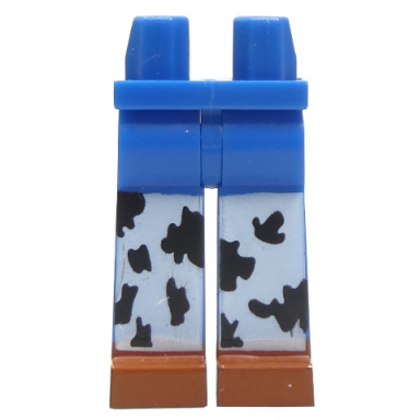 blue hips and long legs partially hollow with black and white chaps pattern jessie