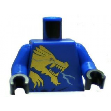 blue torso ninjago gold dragon front and gold lion and jay back pattern blue arms black hands