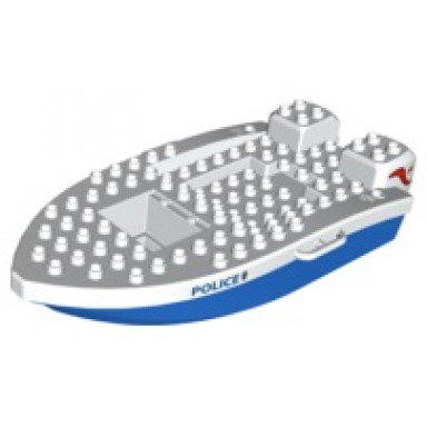 blue duplo boat hull 8 x 17 with police pattern