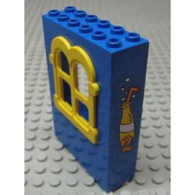 fabuland building wall 2 x 6 x 7 with lemonade bottle and number 2 pattern sticker - set 3676