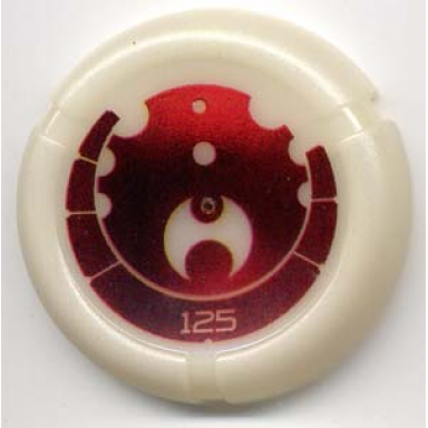 glow in dark opaque throwing disk with bionicle kanoka 125 ta-metru pattern