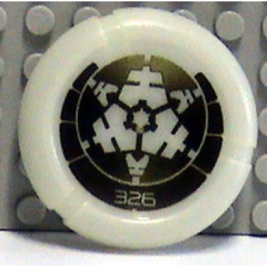glow in dark opaque throwing disk with bionicle kanoka 326 po-metru pattern
