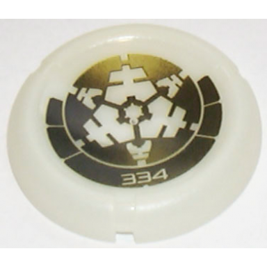 glow in dark opaque throwing disk with bionicle kanoka 334 po-metru pattern