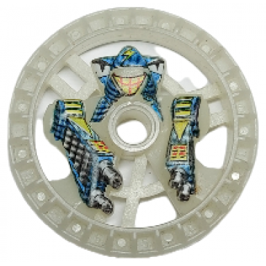 glow in dark opaque technic disk 5 x 5 - roborider talisman wheel stunner mold with robot pattern