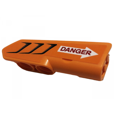 orange technic panel fairing 21 very small smooth side b with red danger white arrow and black air intake pattern sticker - set 42120