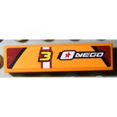 orange tile 1 x 4 with number 3 and nego pattern sticker - set 8304