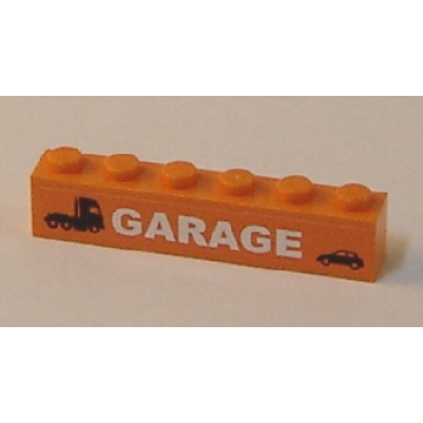 orange brick 1 x 6 with truck car and garage pattern sticker - set 7642